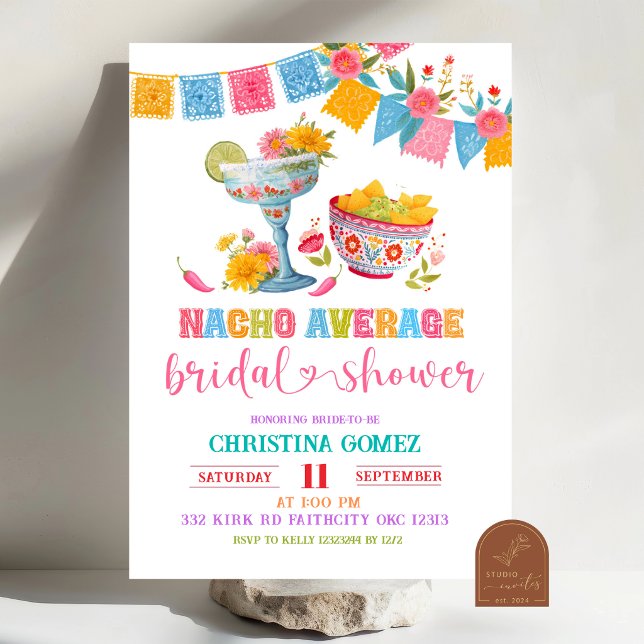 Colorful Fiesta Nacho Average Bridal Shower Invitation (Creator Uploaded)
