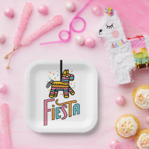 Colorful Fiesta Piñata Festive  Paper Plates