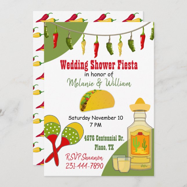 Colorful Fiesta Themed Wedding Party Invitation (Front/Back)
