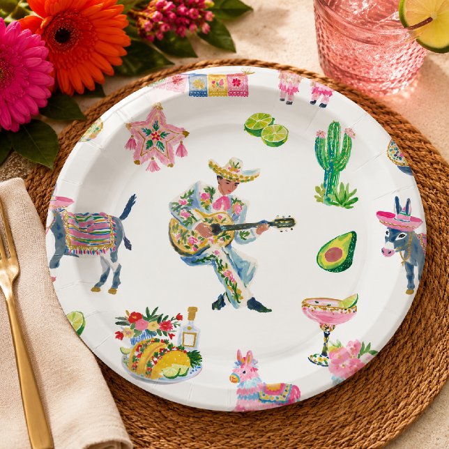 Colorful Fiesta Watercolor Paper Plates (Creator Uploaded)