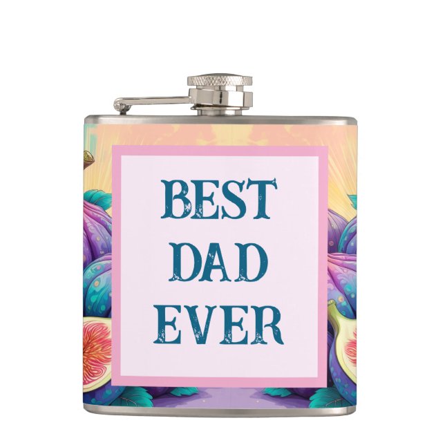 Colorful fig with Best Dad Ever Flask (Front)