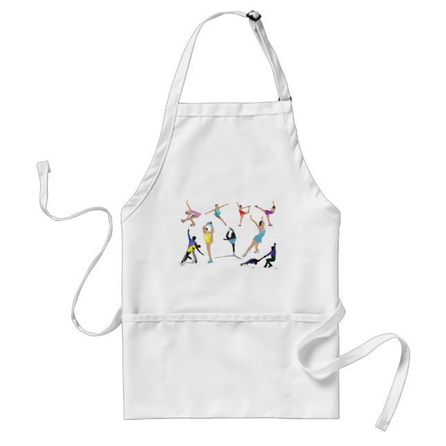 Colorful Figure Skating Ice Skaters in Motion Adult Apron (Front)