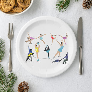 Colorful Figure Skating Ice Skaters in Motion Paper Plates