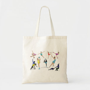 Colorful Figure Skating Ice Skaters in Motion Tote Bag