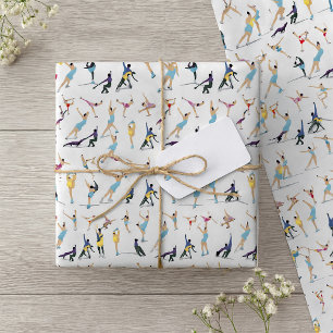 Colorful Figure Skating Ice Skaters in Motion Wrapping Paper