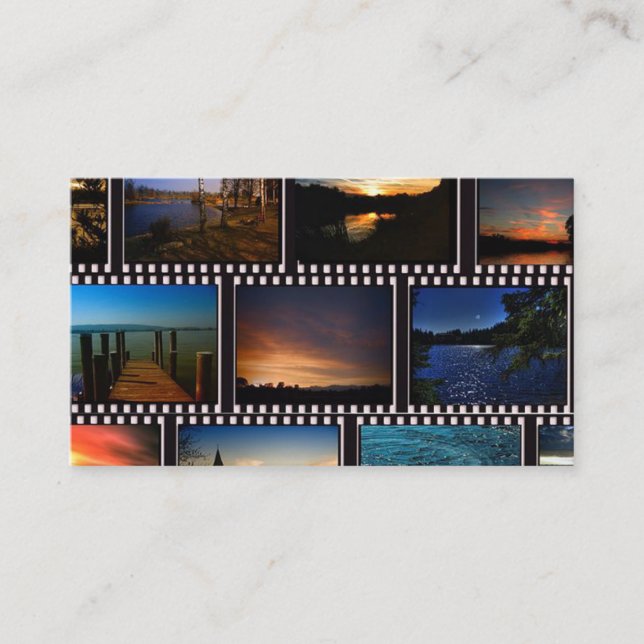Colorful Film Strips Movie Producer Business Card (Front)