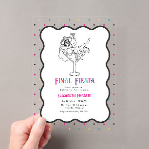 Colorful Final Fiesta Confetti Bachelorette Party Acrylic Invitations