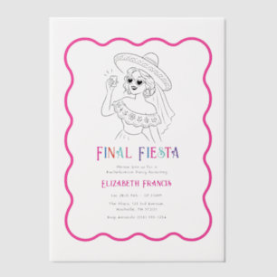 Colorful Final Fiesta Pink Bachelorette Party Vellum Invitations