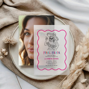 Colorful Final Fiesta Pink Bachelorette Party Vellum Invitations
