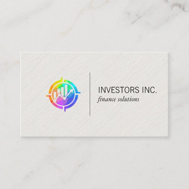 Colorful Financial Growth Icon | Investments Business Card (Front)