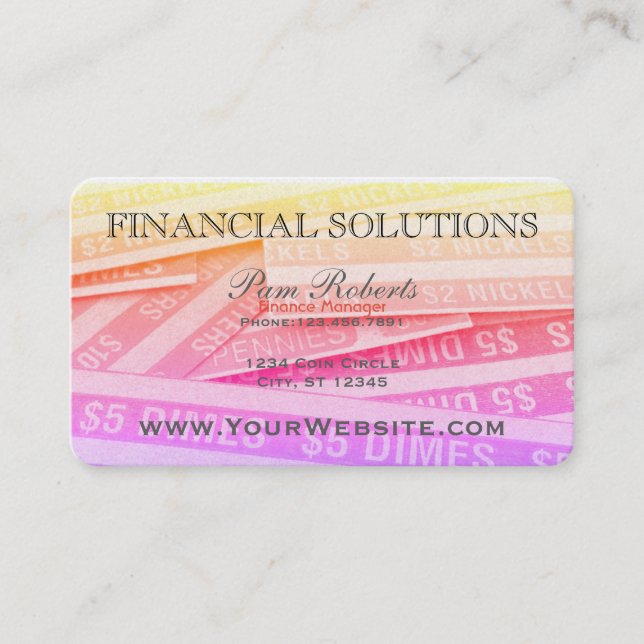 Colorful Financial Money Solutions Business Card (Front)