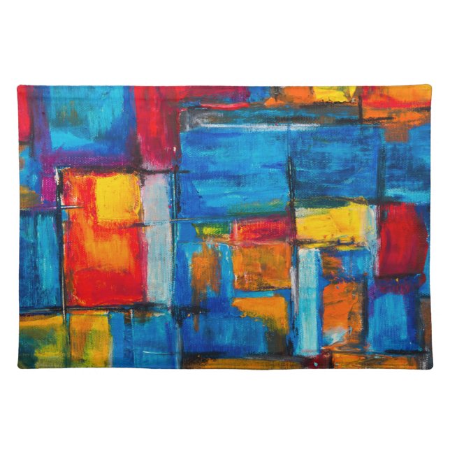 Colorful Fine Art Abstract Oil Painting Cloth Placemat (Front)