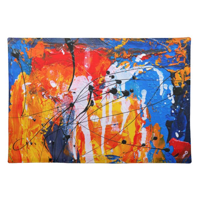 Colorful Fine Art Abstract Oil Painting Cloth Placemat (Front)