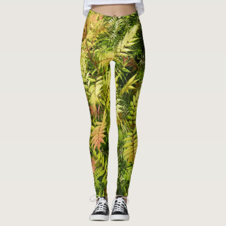 Colorful Fine Leaves Pattern Legging