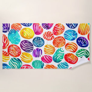 Colorful Fingerprint Art Beach Towel