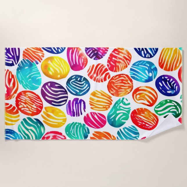 Colorful Fingerprint Art Beach Towel (Front)