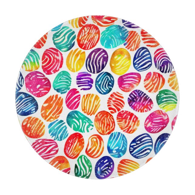 Colorful Fingerprint Art Cutting Board (Front)
