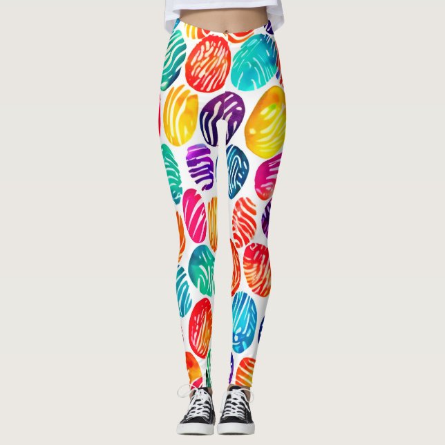 Colorful Fingerprint Art Leggings (Front)