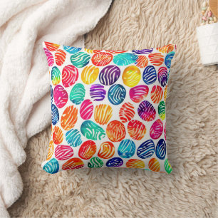 Colorful Fingerprint Art Throw Pillow
