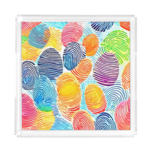 Colorful Fingerprint Pattern Acrylic Tray