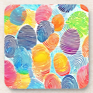 Colorful Fingerprint Pattern Beverage Coaster