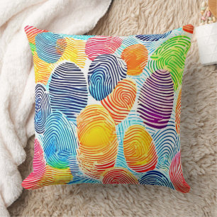 Colorful Fingerprint Pattern Throw Pillow