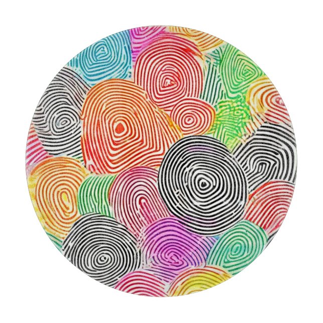 Colorful Fingerprint Patterns Abstract Art Cutting Board (Front)