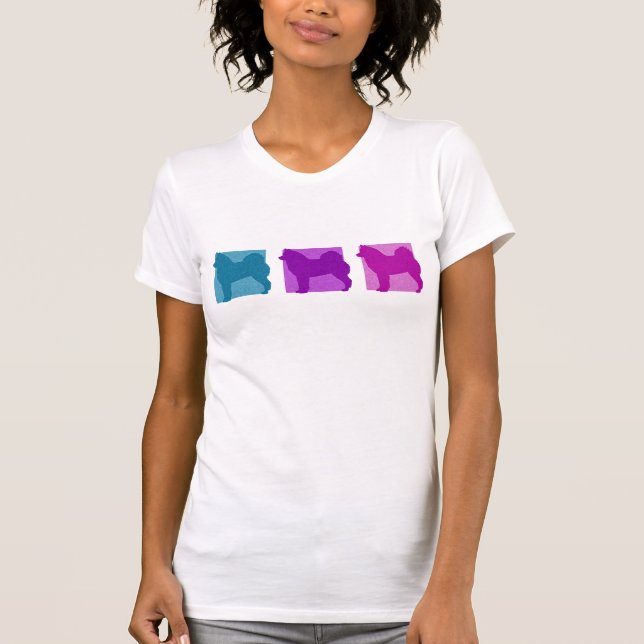 Colorful Finnish Spitz Silhouettes T-Shirt (Front)