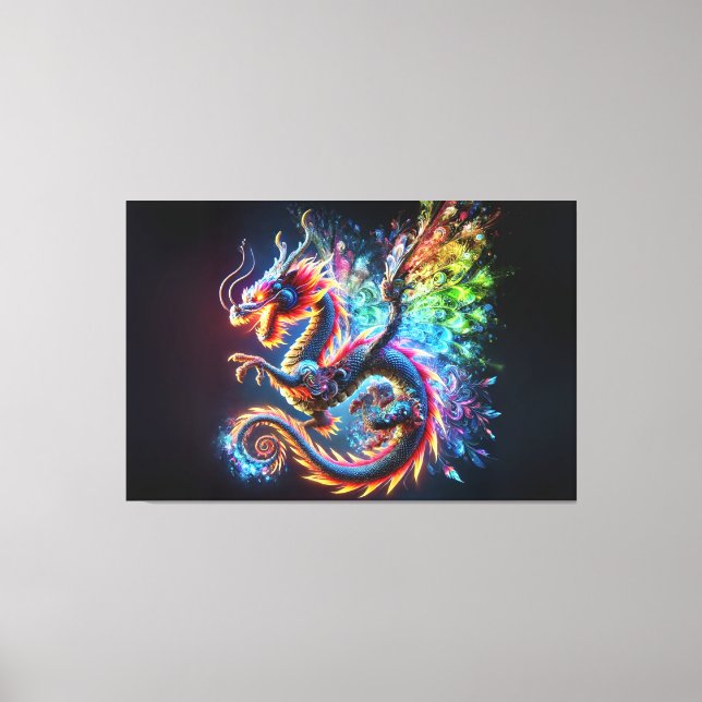 Colorful Fire Dragon Canvas Print (Front)