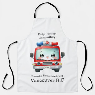 Colorful fire truck ready for action! apron