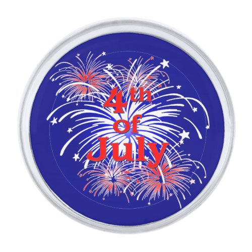 Colorful Fireworks 4th of July Silver Finish Lapel Pin