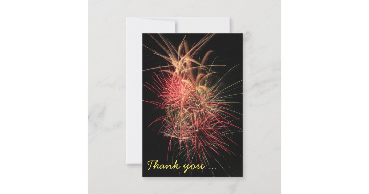 Thanks Fireworks Colorful Fireworks at Night Thank you cards | Zazzle