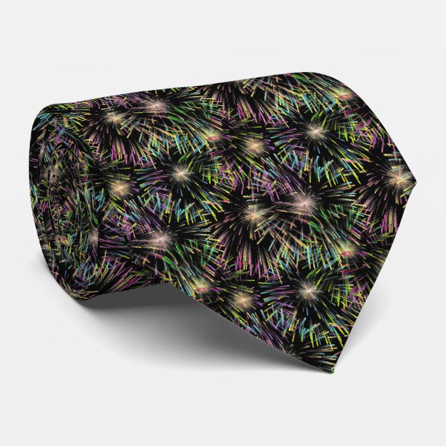 Colorful Fireworks Design  Neck Tie (Rolled)