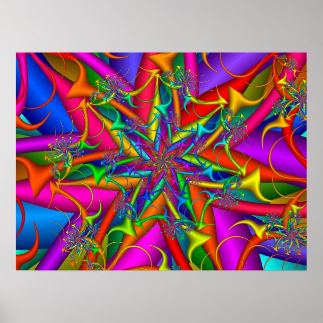 Colorful Fireworks Fractal Poster (Front)