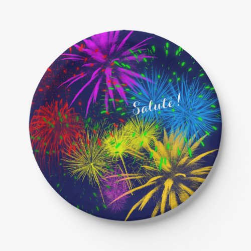 Colorful fireworks funny unique paper plates
