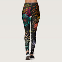 Colorful Happy New year with Fireworks Leggings - AIW Art Gifts