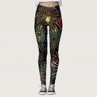 Colorful Happy New year with Fireworks Leggings - AIW Art Gifts