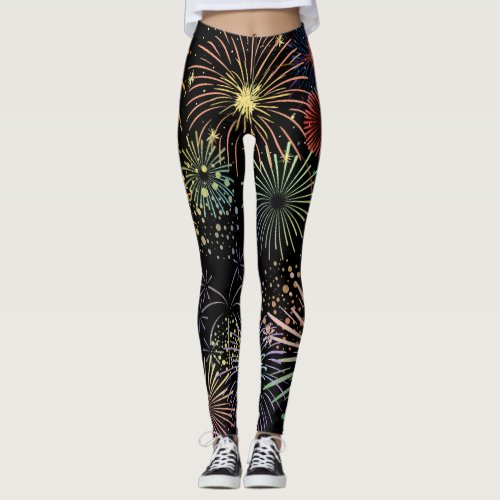 Colorful Fireworks Graphic Design Leggings