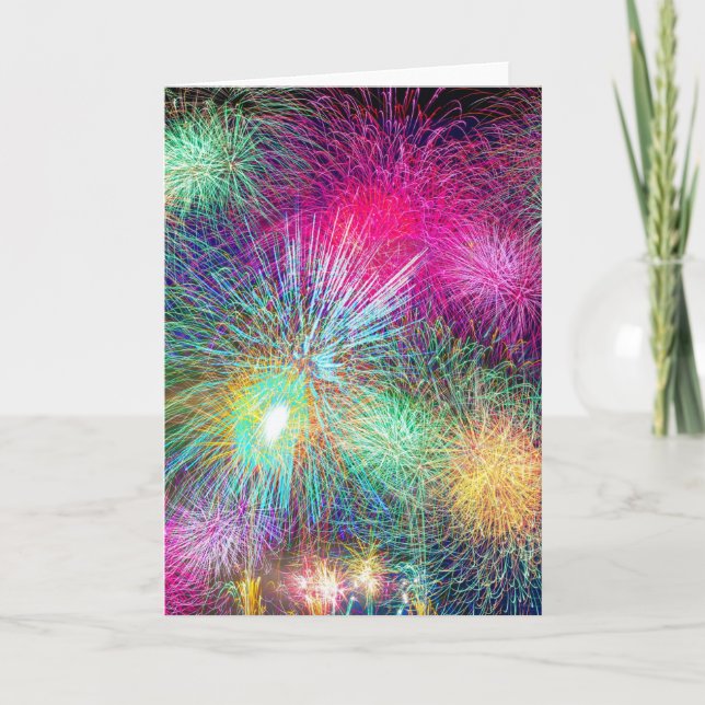 Colorful fireworks holiday card (Front)