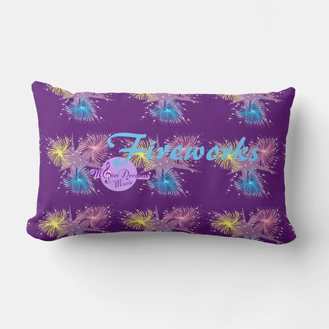 Colorful Fireworks Lumbar Throw Pillow (Front)