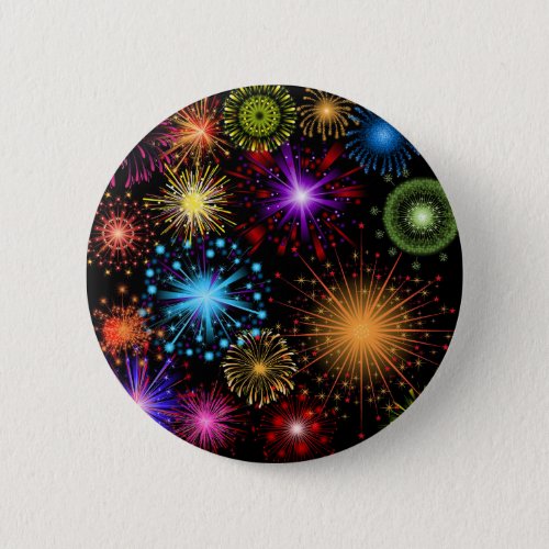 Colorful fireworks New Year Button