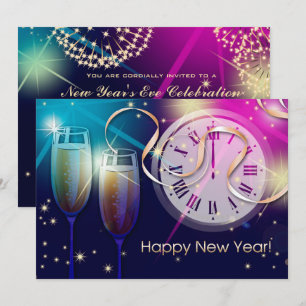 Colorful Fireworks New Year's Eve Party  Invitation