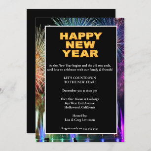 Colorful Fireworks New Years Eve Party Invitation
