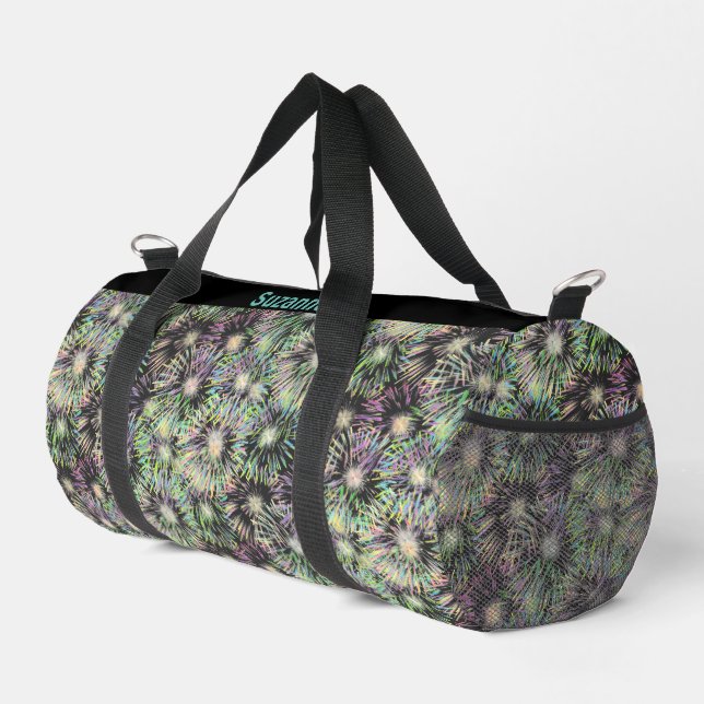 Colorful Fireworks Pattern Personalized Duffle Bag (Right Corner)