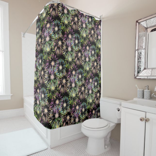 Colorful Fireworks Pattern  Shower Curtain (In Situ)