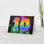 [ Thumbnail: Colorful Fireworks + Rainbow Pattern "10" Event # Card ]