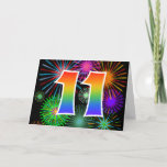 [ Thumbnail: Colorful Fireworks + Rainbow Pattern "11" Event # Card ]