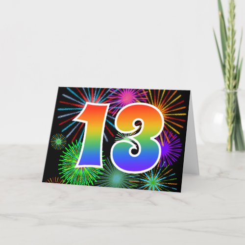 Colorful Fireworks  Rainbow Pattern 13 Event  Card