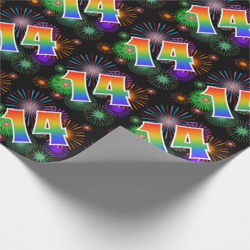 Colorful Fireworks  Rainbow Pattern 14 Event  Wrapping Paper