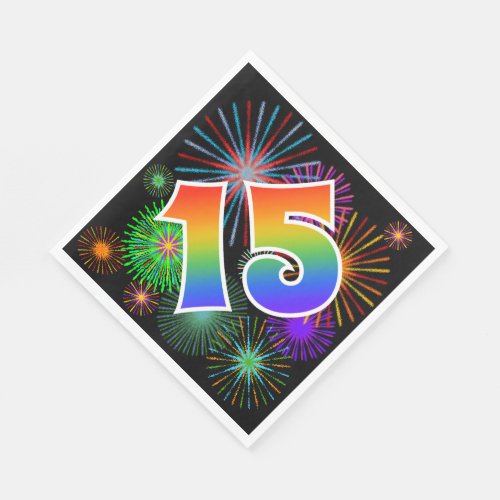 Colorful Fireworks  Rainbow Pattern 15 Event  Napkins